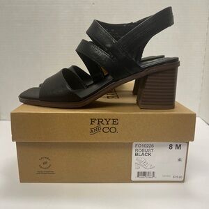 FRYE AND CO. Black Strappy Block Heel Sandals
